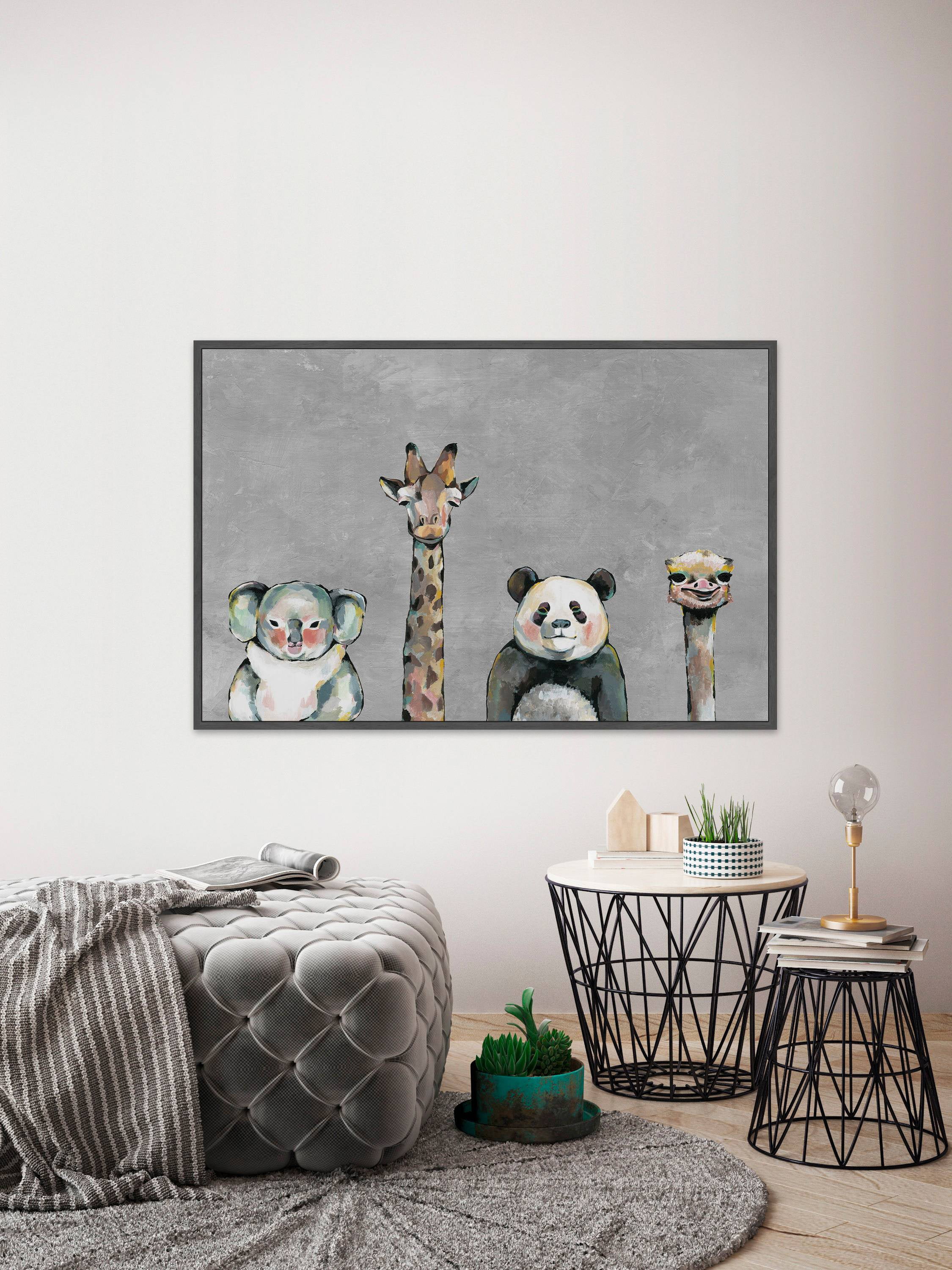 Serious Bunch Floater Framed Painting Print on Canvas