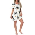 thumbnail image 4 of INSPIRE CHIC Womens Nightgown Short Sleeve Printed Sleepwear Sleepshirts Cute Night Shirts L Black Cats, 4 of 6