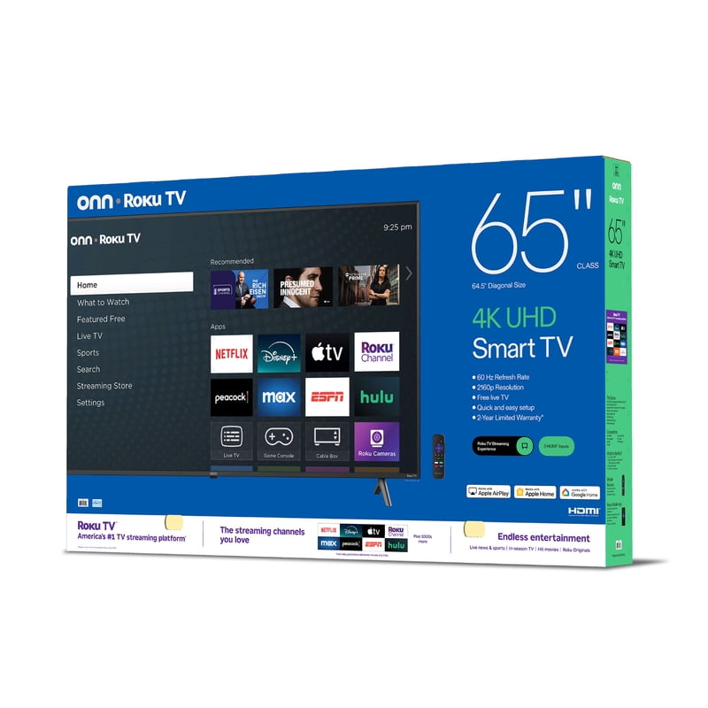 onn 65" Class 4K UHD Roku Smart Television, 100012587 gallery view