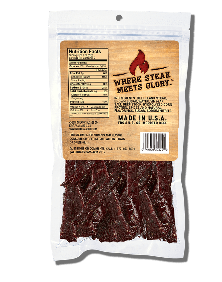 Cattleman's Cut Texas Style Flank Steak Beef Jerky 9oz Resealable Bag