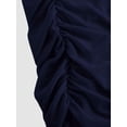 thumbnail image 3 of Navy Blue Ruched One Shoulder Bodycon Midi Dress, Elegant Evening Dress For Women, 3 of 5