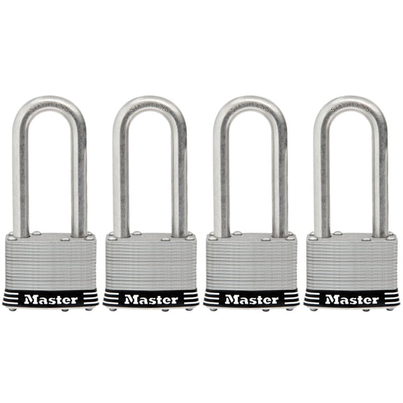 Master Lock 4-Pack 2.078-in Steel Shackle 2-1/2" Same Keyed Padlock Model#5SSQLF