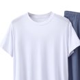 thumbnail image 6 of PIWHJQK 2 Pieces Men Pajama Set Elastic Waist Sleepwear Men's Solid Crew Neck Tee Elastic Pocket Shorts 2 Piece Pajama Men Sleepwear, 6 of 6