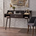 thumbnail image 4 of Mid-Century Modern Desk, Wenge Finish - Spacious Workstation with Cubbyholes, Stylish Wenge Wood Grain for Home Office, 4 of 9