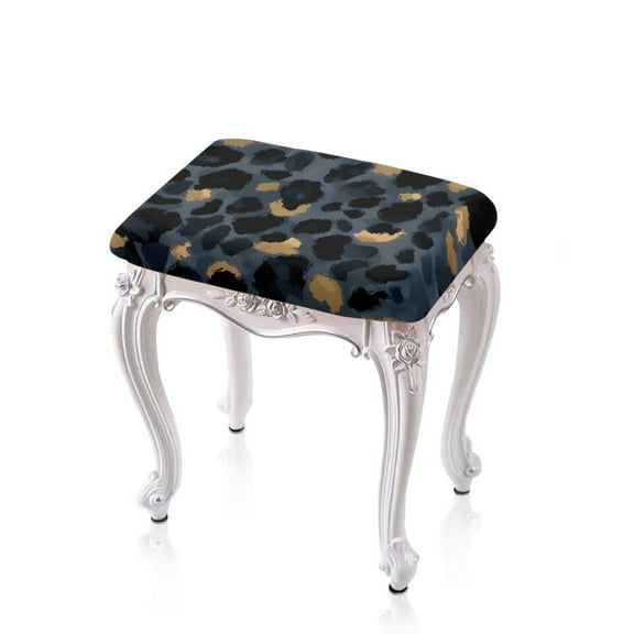 Xoenoiee Black Golden Leopard Print Bar Stool Covers Rectangle Stretch Barstool Seat Covers Bar Stool Chair Cover Rectangle Removable Bench Seat Protector, 2 Pack