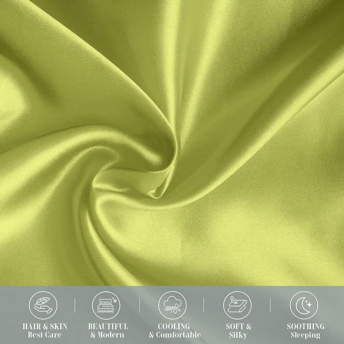 Cooling Viscose Satin Pillowcase 4-Pack Set with Hidden Zipper Closure, Standard/Queen,Pistachio Green
