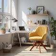 thumbnail image 2 of BELLEZE Mid Century Modern Swivel Accent Chair Linen Upholstered with Beech Wood Legs, Cute Desk Task Chair Armchair for Living Room Bedroom Home Office - Kameron(Yellow), 2 of 7