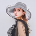 thumbnail image 3 of Women Flower Organza Sun Hat Wide Brim Visor Caps for Beach Party, 3 of 4