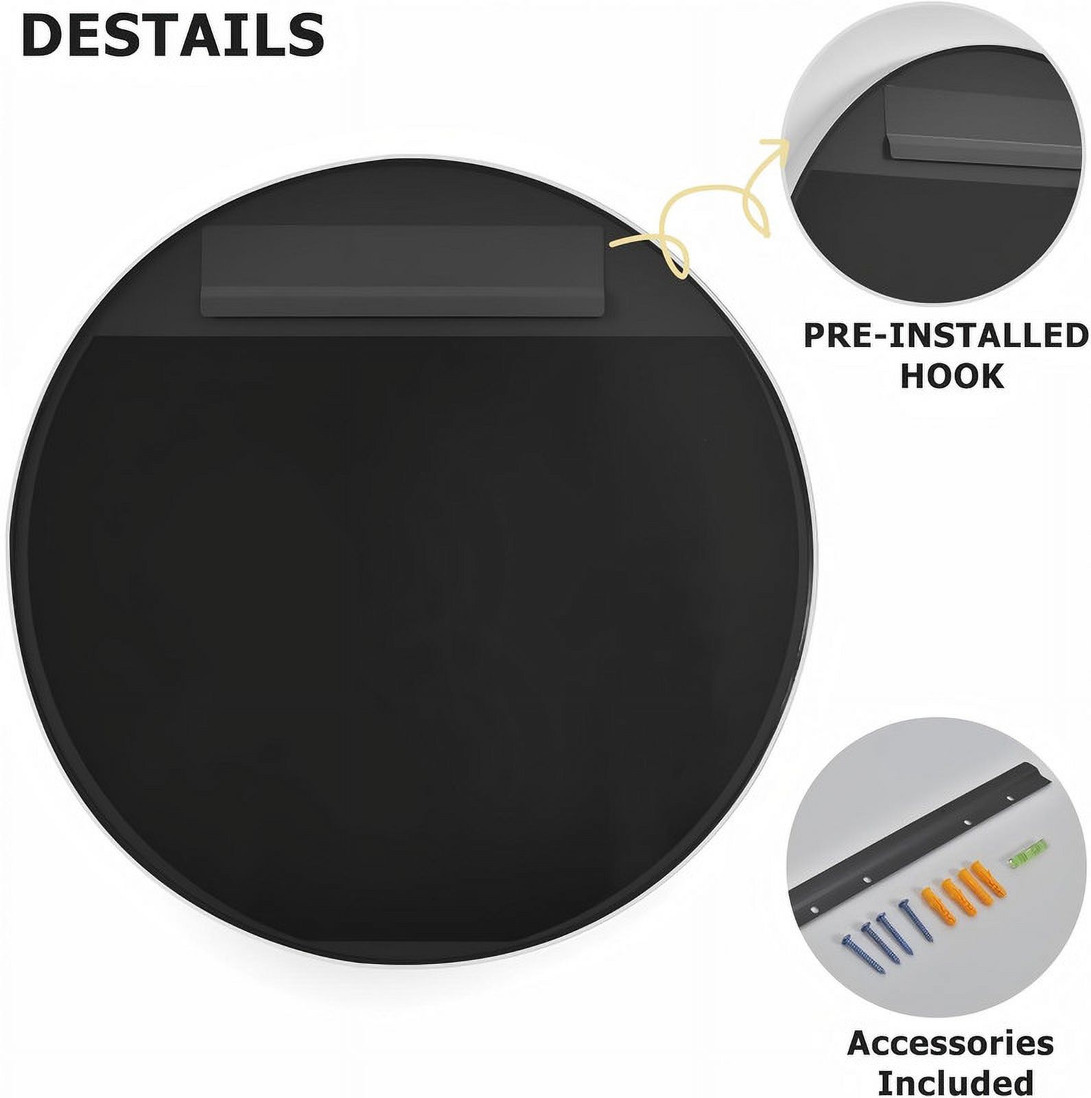 Lumora 24.2" Round Bathroom Mirror Deep Frame Vanity Mirror Wall Mounted, Silver