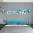 thumbnail image 4 of Beach Theme Decor Bedroom Wall Decor Summer Beach Palms Sandy Beach with Shells Ocean Decor - 4 Panels Framed Artwork Blue Sea Canvas Prints for Living Room Bathroom Home Decor 12x12 inches 4pcs/set, 4 of 6
