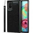 thumbnail image 5 of Galaxy A71 Wallet Case with RFID Blocking Card Holder,Premium PU Leather Double Magnetic Buttons Stand Flip Wrist Lanyard Strap Back Cover Case for Samsung Galaxy A71 6.7 Inch,Black, 5 of 9