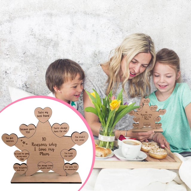 10 regalos y decoraciones en forma de corazón para la familia con palabras talladas Wmkox8yii gf12034