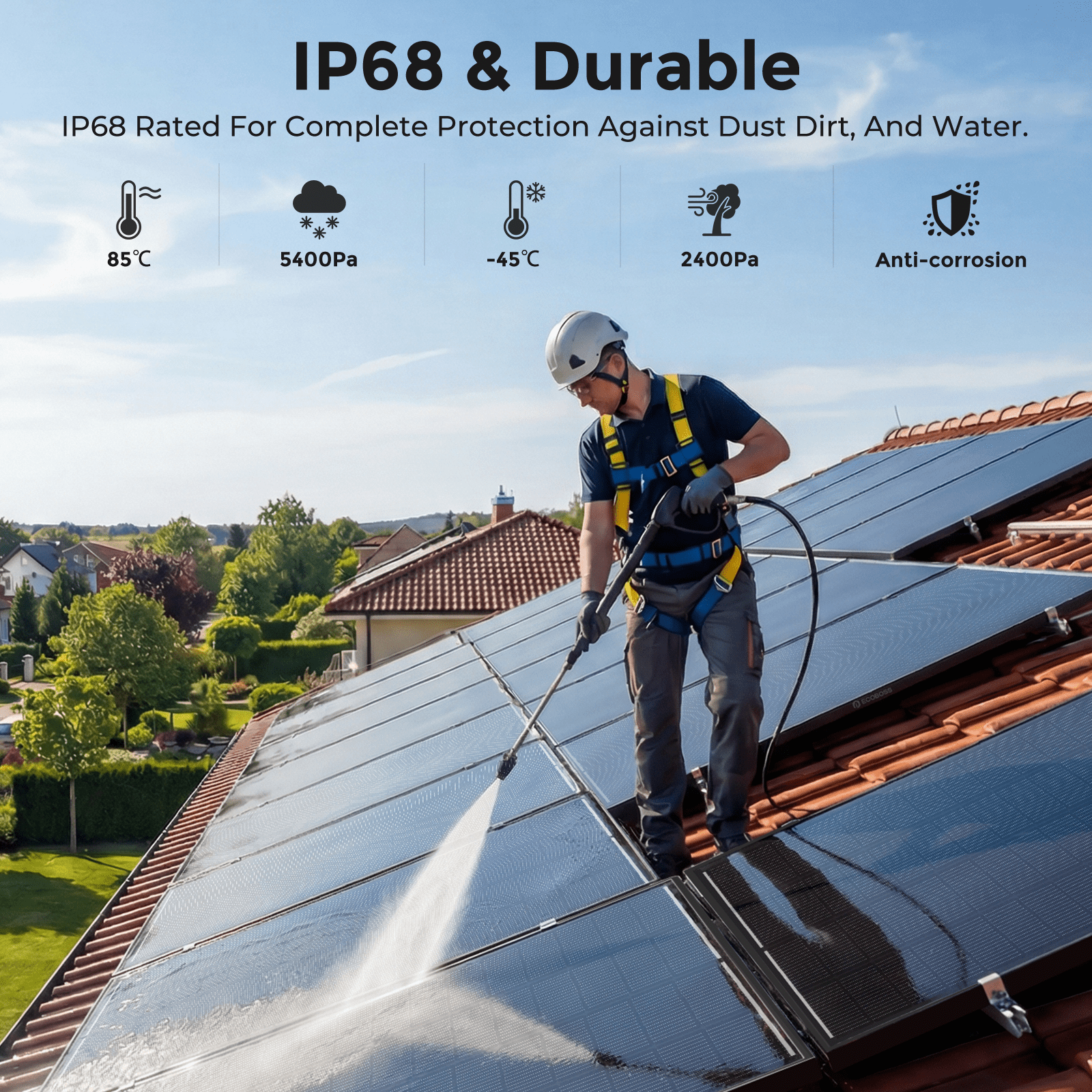 ECOBOSS 200W Pro N-Type 16BB Monocrystalline Solar Panel, High Output 12V IP68 Waterproof Module for RV Marine