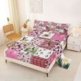 thumbnail image 2 of Castle Fairy Pink Patchwork Duck Deer Bed Sheets 4-Piece,Feather Plaid Camo Full Size Sheets,Pink Brown White,1 Fitted Sheet, 1 Flat Sheet and 2 Pillowcases, 2 of 6