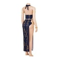 thumbnail image 5 of Women Queen Marika  Sexy Halter Deep V Neck Dress Sleeveless High Slit Long Dress, 5 of 9