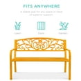 thumbnail image 4 of Best Choice Products Outdoor Steel Bench Garden Patio Porch Furniture w/ Floral Design Backrest - Marigold, 4 of 8