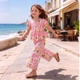 thumbnail image 5 of Amidoa Girls Summer Outfits 2 Piece Print Short Sleeve Cute Top and Casual Pants Kids Clothing Sets Multicolor Size 10, 5 of 6
