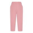 thumbnail image 7 of Audhol Capri Pants for Women, Pants for Women Elastic Waisted Summer Yoga Work Cropped Trousers with Pockets Womens Yoga Pants Pink XL, 7 of 7