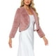 thumbnail image 4 of CHAQUETA CORTA ABIERTA INSPIRADA EN CHIC PARA MUJER, BOLERO DE FALSO PIEL DE MANGA LARGA, ABRIGO DE INVIERNO TAMAÑO M, ROSA POLVO, 4 of 6