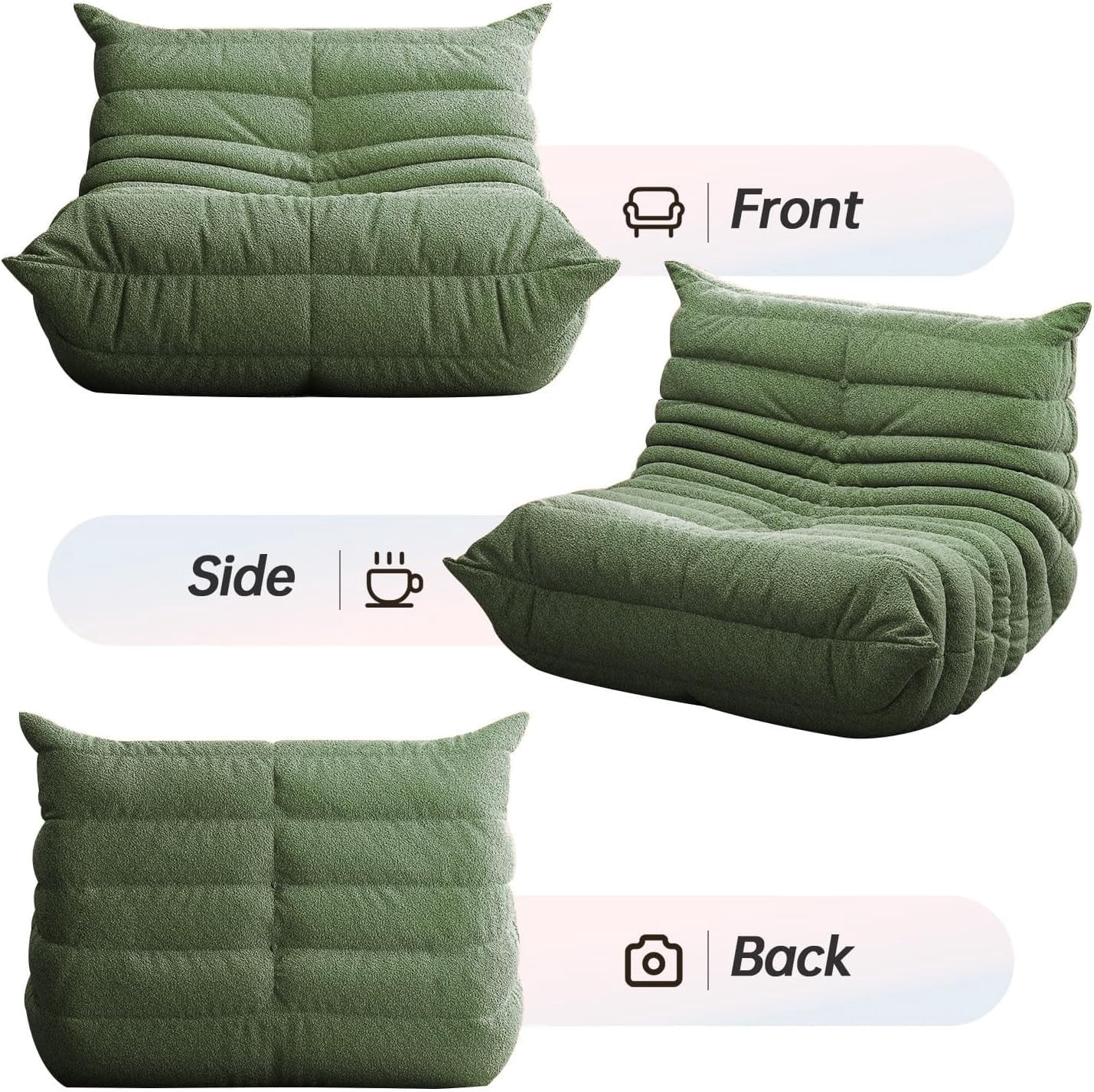 Oversized Bean Bag Chairs for Adults, Giant Beanbag Chair with Memory Foam, Comfy Lounge Chair Lazy Sofa for Apartment, Living Room, Bedroom, Office(Teddy Fabric)