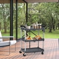 thumbnail image 4 of Portable Collapsible Service Cart, 3 Tier Folding Utility Cart Storage Trolley with 2 Lockable Wheels, 4 of 9