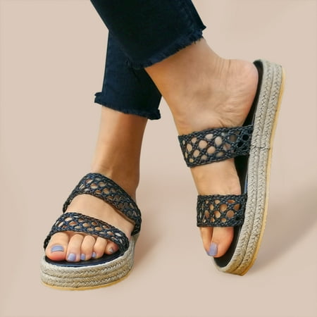

Mishuowoti sandals for women 2023 Ladies Fashion Solid Color Woven Mesh Breathable Thick Bottom Sandals And Slippers