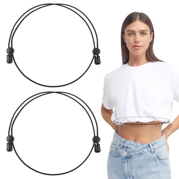 2Pcs Shirt Tuck Band Women, Adjustable Tool for Sweater and Shirts Belly Leaking Elastic Crop Bands to Change The Style of Your Tops Shirt Stays Belt for Women