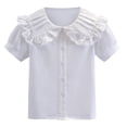 thumbnail image 1 of Odeerbi Camisa de Vestido de Algodón de Las Niñas Flor Bordado de Manga Corta Uniforme de La Escuela Con Bolsillo, 1 of 9