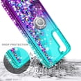 thumbnail image 3 of Nagebee Case for Samsung Galaxy S21 FE 5G with Tempered Glass Screen Protector (Full Coverage), Sparkle Glitter Liquid Bling Diamond [Ring Holder & Strap] Women Girls Cute Case (Aqua/Purple), 3 of 6