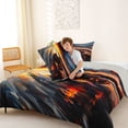 thumbnail image 4 of Castle Fairy Sunset Racer Queen Comforter Set 3pcs for Men, Abstract Sky Bedding Comforter Set for Master Bedroom, Orange and Blue,Grey Reversible, 4 of 6