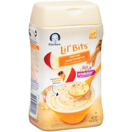 Gerber Lil' Bits Oatmeal Apple Cinnamon Baby Cereal, 8 oz - Walmart.com
