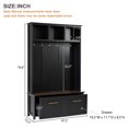 thumbnail image 7 of 4-in-1 Hall Tree, 47"L Farmhouse Entryway Bench with Shoe Storage and Coat Rack, 6 Coat Hooks & 2 Storage Drawers, Entrance Organizer for Hallway, Living Room, Bedroom, Black, 7 of 7