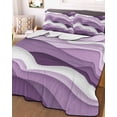 thumbnail image 3 of Quilts Full Size Bedding Set, Purple Ombre Lightweight Quilted Comforter, Modern Geometric Moire Abstract Art Soft Reversible Bedspread Coverlet with Pillow Covers for All Season, 78" x 90", 3 of 7