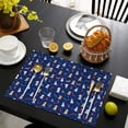thumbnail image 4 of Dark Blue Christmas Dog and Snowman Pattern Summer Placemats Table Placemats Set Of 4-Linen Kitchen Washable Placemats Table Mats 11.8"x17.7" Non-Slip Heat Resistant, 4 of 6
