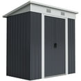 thumbnail image 1 of Outsunny 6' x 4' Metal Outdoor Storage Shed w/ Sliding Doors Charcoal Grey, 1 of 8