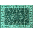 thumbnail image 1 of Ahgly Company Machine Washable Indoor Rectangle Oriental Turquoise Blue Traditional Area Rugs, 5' x 7', 1 of 4