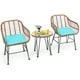 thumbnail image 5 of Costway Juego de 3 Piezas Muebles de Mimbre de Bistro de Conversación de Patio Mesa Redonda de Vidrio 2 Sillones Cojines para Jardín Piscina, 5 of 7