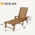 thumbnail image 5 of Uforic Outdoor Heavy Duty Resin Patio Lounger with Adjustable Backrest, Wide Armrest, Brown, 5 of 6