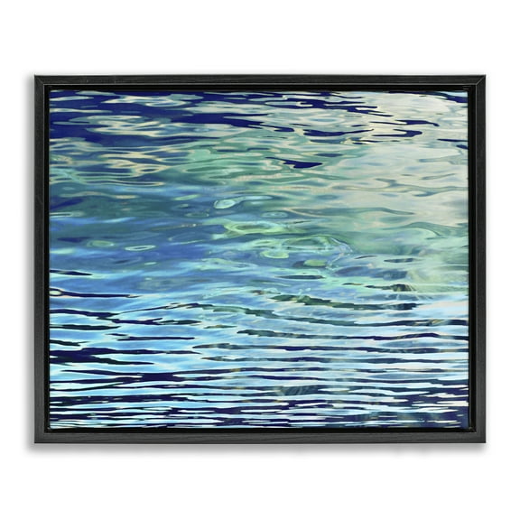 Stupell Industries Sunlit Sea Ripples Landscape & Nature Painting Black Floater Framed Canvas Art Print Wall Art, 21 x 17