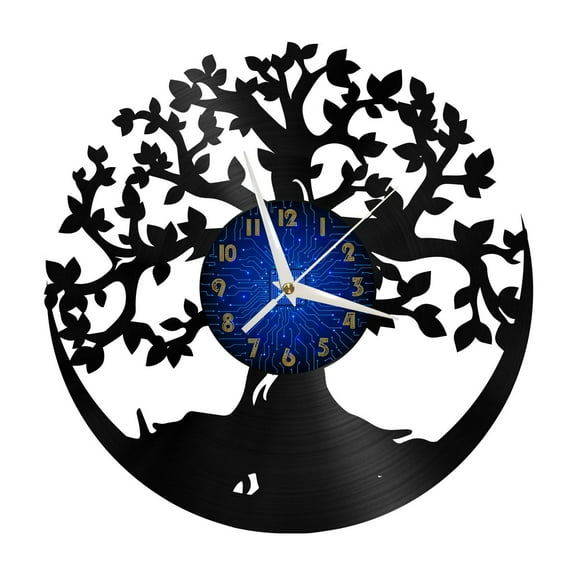 Tree of Life Vinyl Record Wall Clock for Kitchen Wall Decor Wall Art Gift for Lover Gift Idea for a Best Friend(B)