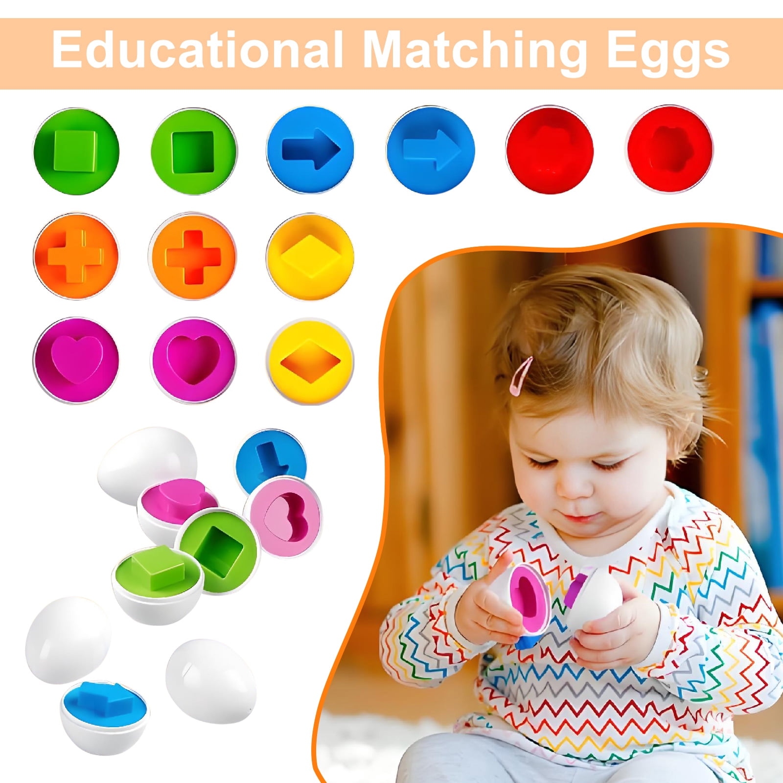 Rirool 6-in-1 Montessori Baby Toys - Sensory Bin & Teething Toys with Stacking Blocks, Eggs, Spinner, Crab Pull Toy (27 Pieces) for Infants 6-36 Months