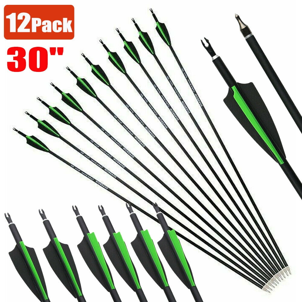 12pcs/set Archery Mixed Carbon Hunting Target Arrows 30" spine 500 For