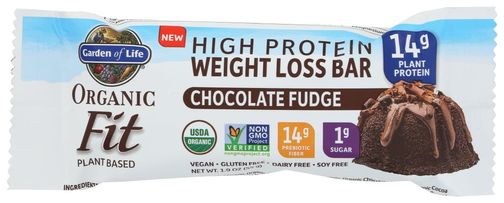 Garden Of Life Protein, Organic Fit Weight Loss Bar,Chocolate Fudge, 1.9 Oz, Pack Of 12