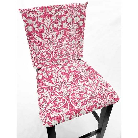 Pink Floral Damask Dining Room Chair Back Covers or Seat Covers by Penny's Needful Things (Both Chair Back & Seat Cover) (16 W x 14 H CHAIR BACK)
