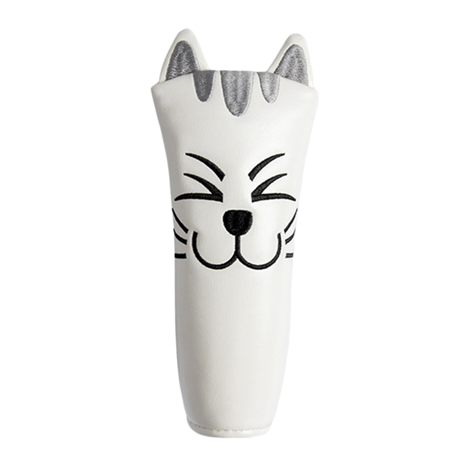 harayaa Golf Club Head Covers Mallet Putter Cat Pattern Accessories Putter Cue Headcover Straight White