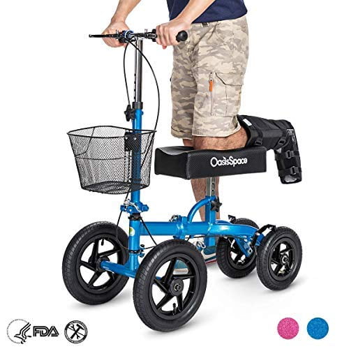 OasisSpace All Terrain Knee Scooter with 12" Air Filled Wheels