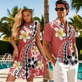 thumbnail image 3 of Jeiento Polynesia Couple Matching Outfits Plumeria Dress for Women Shirt for Men Summer Shirts Hawaiian Dress for Women Plus Size, Red, 3 of 6