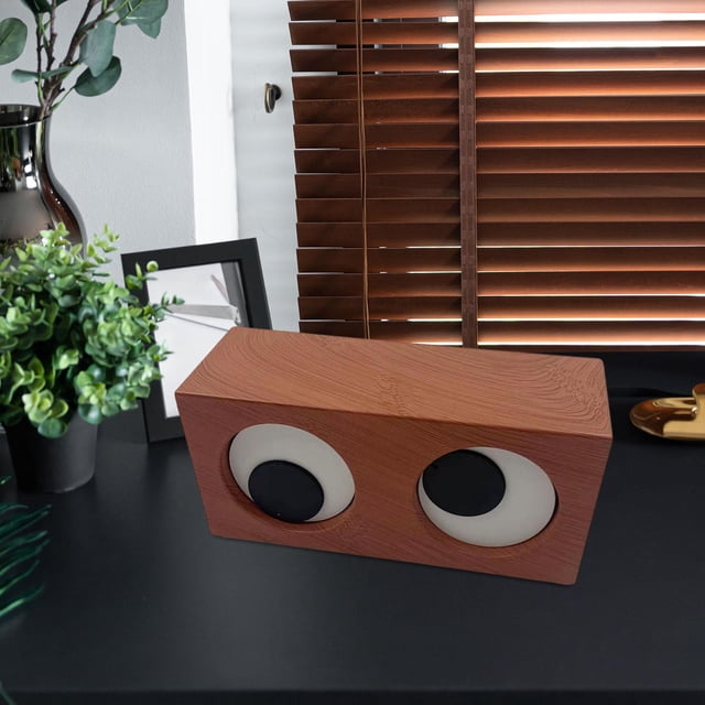 Reloj con ojos giratorios, de tiempo, mesita de noche para dormitorio, dormitorio, hogar, reloj de escritorio con ojos grandes para guarder Marrón claro