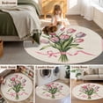 thumbnail image 5 of Round Rugs 3.3Ft, Pink Tulip Round Area Rug Washable Indoor Throw Carpet, Spring Floral Romantic Flowers Rustic Soft Non Slip Circle Rug for Laundry Room Patio Home Decor Aesthetic, 5 of 8