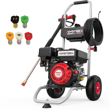 Amerisun 3800PSI Gas Pressure Washer, 2.5GPM with 212CC Engine 5 Quick-Adjustable Nozzles for Garden